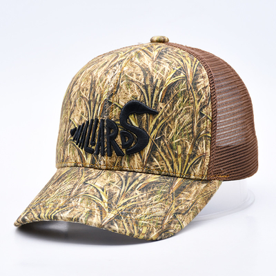 Design de mode courbe bord Sport 6 Panneau Trucker Chapeau en treillis personnalisé 3d brodée Camo Trucker Cap