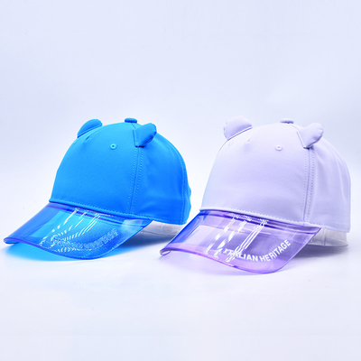 Fabrique de chapeaux OEM en gros de haute qualité 5 panneaux enfants casquette de base-ball personnalisé chapeaux de base-ball en PVC transparent bord enfant