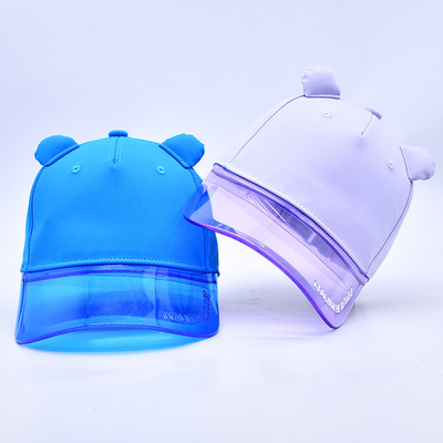 Fabrique de chapeaux OEM en gros de haute qualité 5 panneaux enfants casquette de base-ball personnalisé chapeaux de base-ball en PVC transparent bord enfant