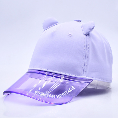 Fabrique de chapeaux OEM en gros de haute qualité 5 panneaux enfants casquette de base-ball personnalisé chapeaux de base-ball en PVC transparent bord enfant