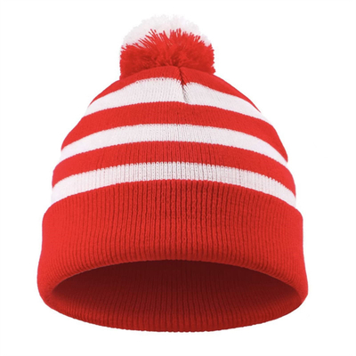 Bonnet d'Halloween Chapeau rayé rouge et blanc Bonnet tricoté Pom Pom Manche Cap pour femmes Hommes Accessoires de fête de Noël