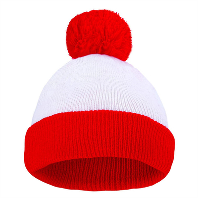Bonnet d'Halloween Chapeau rayé rouge et blanc Bonnet tricoté Pom Pom Manche Cap pour femmes Hommes Accessoires de fête de Noël