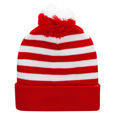 Bonnet d'Halloween Chapeau rayé rouge et blanc Bonnet tricoté Pom Pom Manche Cap pour femmes Hommes Accessoires de fête de Noël