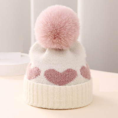 2024 Nouveau automne hiver bébé chapeaux tricotés filles Acrylique Bilayer chaud bébé bonnet Cute cœur chapeau nouveau-né