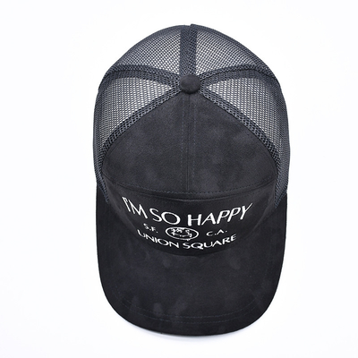 7 Panneau Noir Suède Panneau Chapeau de camionneur Bonnet en maille de haute qualité Bordure personnalisée Broderie de velours Chapeau de camionneur