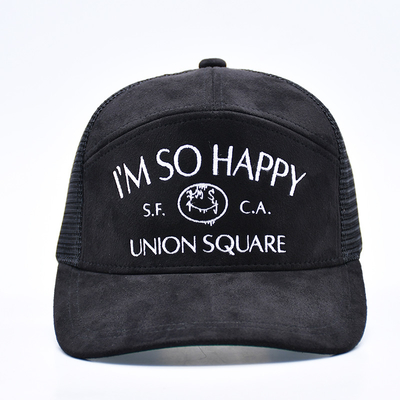 7 Panneau Noir Suède Panneau Chapeau de camionneur Bonnet en maille de haute qualité Bordure personnalisée Broderie de velours Chapeau de camionneur