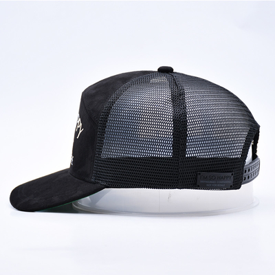 7 Panneau Noir Suède Panneau Chapeau de camionneur Bonnet en maille de haute qualité Bordure personnalisée Broderie de velours Chapeau de camionneur