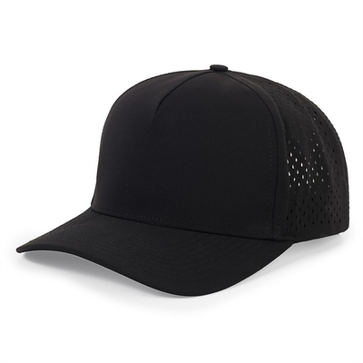 Gros de 5 panneaux Blue Baseball Cap Custom Laser Cut Hole Gorras Golf Chapeau de sport polyester étanche à l'eau