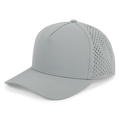 Gros de 5 panneaux Blue Baseball Cap Custom Laser Cut Hole Gorras Golf Chapeau de sport polyester étanche à l'eau