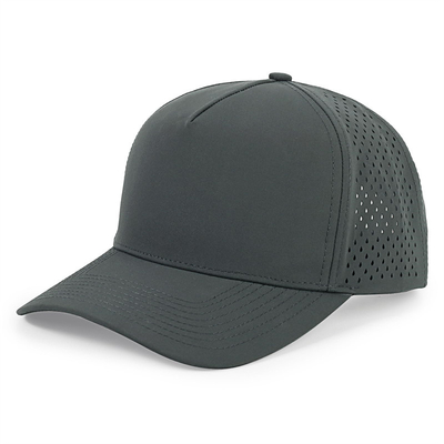 Gros de 5 panneaux Blue Baseball Cap Custom Laser Cut Hole Gorras Golf Chapeau de sport polyester étanche à l'eau