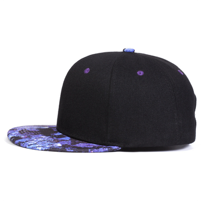 Impression du ciel étoilé de haute qualité Chapeau Snapback Conception de logo personnalisé Chapeau plat 6 panneaux
