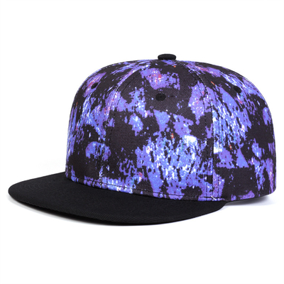 Impression du ciel étoilé de haute qualité Chapeau Snapback Conception de logo personnalisé Chapeau plat 6 panneaux