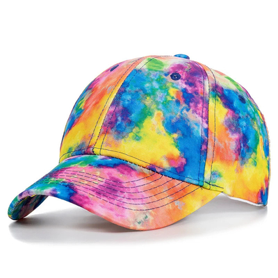 Mode personnalisée Hip Hop 6 Panneau Tie Dye Bonnet de base-ball Bonnet haute couronne Bonnet de base-ball imprimé irrégulier