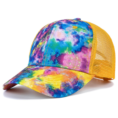 Mode personnalisée Hip Hop 6 Panneau Tie Dye Bonnet de base-ball Bonnet haute couronne Bonnet de base-ball imprimé irrégulier