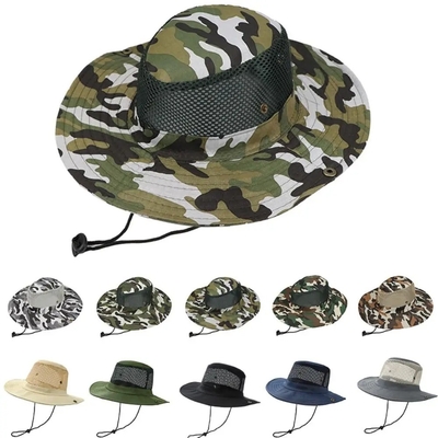 Camo Camouflage en plein air Chapeau à seau de pêcheur avec logo personnalisé