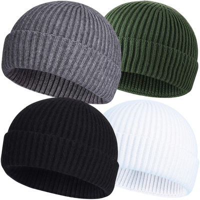 Chapeaux à bonnet en tricot pour adultes pour les occasions décontractées Broderie/Jacquard/Blanc et circonférence du chapeau