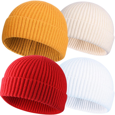 Chapeaux à bonnet en tricot pour adultes pour les occasions décontractées Broderie/Jacquard/Blanc et circonférence du chapeau