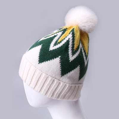 Des bonnets brodés personnalisés, en tricot d'hiver, à rayures, à motifs, chauds, doux, pompeux, puff, imprimés