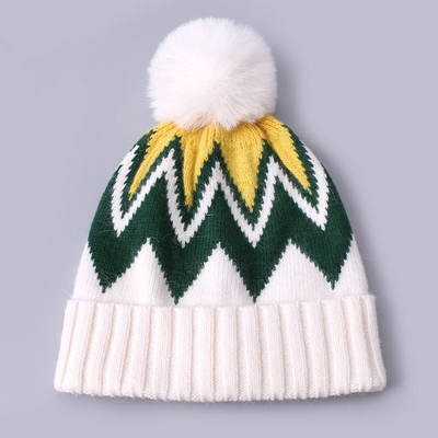 Des bonnets brodés personnalisés, en tricot d'hiver, à rayures, à motifs, chauds, doux, pompeux, puff, imprimés