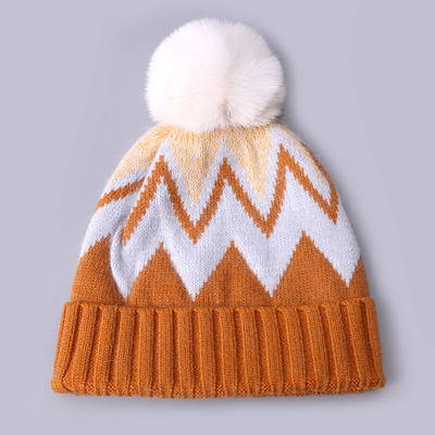 Des bonnets brodés personnalisés, en tricot d'hiver, à rayures, à motifs, chauds, doux, pompeux, puff, imprimés
