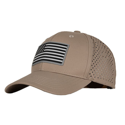 Oen Design personnalisé Drapeau américain Bonnet de base-ball Homme Broderie Bonnet de base-ball perforé