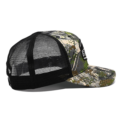 Logo personnalisé Maillage arrière Chapeau de camionneur en gros 6 panneaux Camouflage Chapeau de camionneur personnalisé