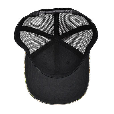 Logo personnalisé Maillage arrière Chapeau de camionneur en gros 6 panneaux Camouflage Chapeau de camionneur personnalisé