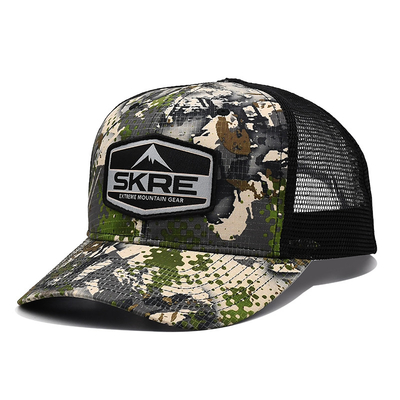 Logo personnalisé Maillage arrière Chapeau de camionneur en gros 6 panneaux Camouflage Chapeau de camionneur personnalisé