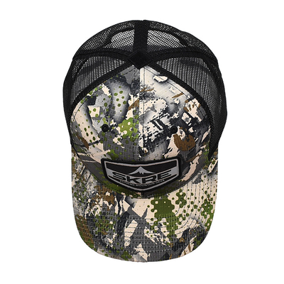 Logo personnalisé Maillage arrière Chapeau de camionneur en gros 6 panneaux Camouflage Chapeau de camionneur personnalisé