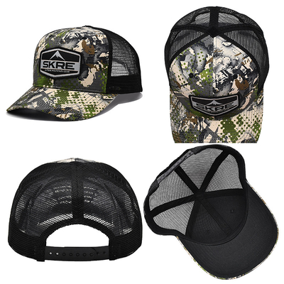 Logo personnalisé Maillage arrière Chapeau de camionneur en gros 6 panneaux Camouflage Chapeau de camionneur personnalisé
