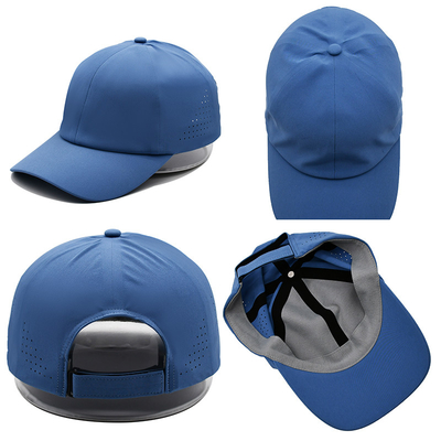 Gros Plain 6 Panel Léger Rapide Sec Sports Baseball Cap Performance Coupe à laser Trou de coupe Sport Papa Chapeau
