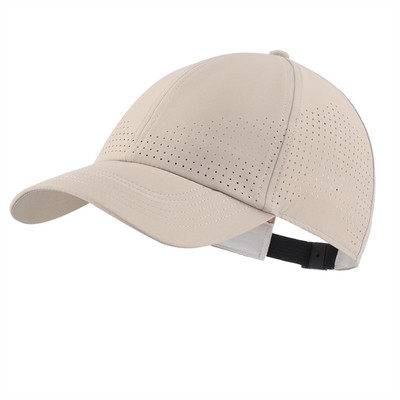 Vente en gros de chapeaux de baseball à 6 panneaux unisexe laser perforé étanche à l'eau chapeau de golf chapeau de sport en maille
