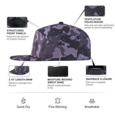 Chapeau Snapback personnalisé Performance réglable Hole de découpe laser Perforé Cap Snapback