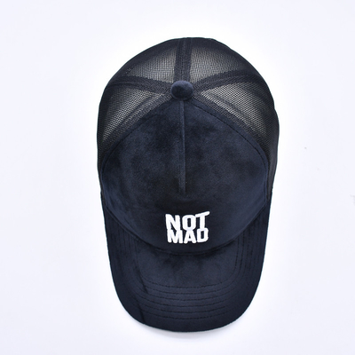 Chapeau de camionneur en suède brodé de haut niveau Logo personnalisé 5 Panneau Mesh Chapeau de camionneur