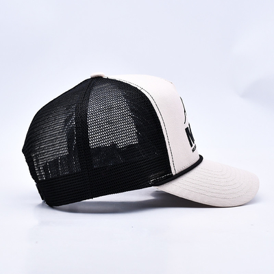 Chapeau de camionneur à la corde brodée 3D à profil élevé Logo personnalisé Maillage arrière chapeau de camionneur