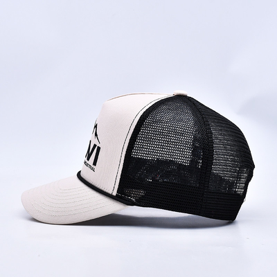 Chapeau de camionneur à la corde brodée 3D à profil élevé Logo personnalisé Maillage arrière chapeau de camionneur