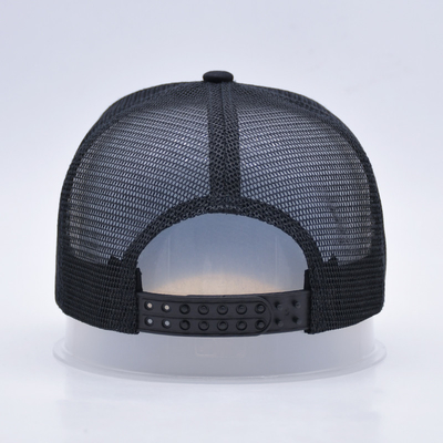 Chapeau de camionneur en détresse noir courbé personnalisable en gros 5 panneaux 3D brodé