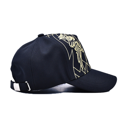 Chapeau de baseball noir de luxe unisexe Gorras brodées Logo personnalisé 5 panneaux Bonnet de baseball en coton
