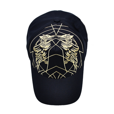 Chapeau de baseball noir de luxe unisexe Gorras brodées Logo personnalisé 5 panneaux Bonnet de baseball en coton