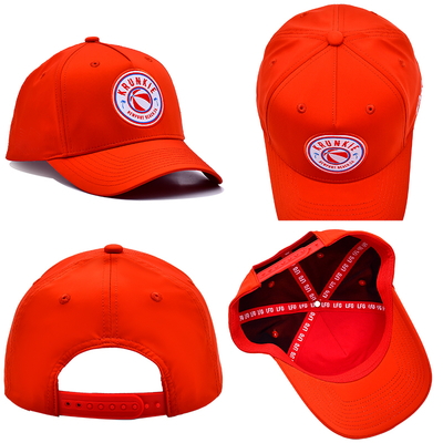 Conception personnalisée OEM de votre propre logo en caoutchouc PVC, casquette de sport de course pour hommes et femmes, 5 panneaux, chapeau de baseball de golf en nylon rouge