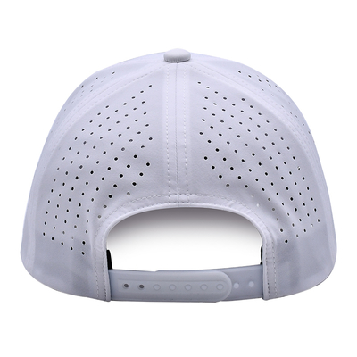 OEM personnalisé 5 panneaux caoutchouc Pvc Logo Laser Cut Hole Perforé Performance sportive Papa Chapeau, Blanc imperméable résistant aux UV Bonnet de baseball