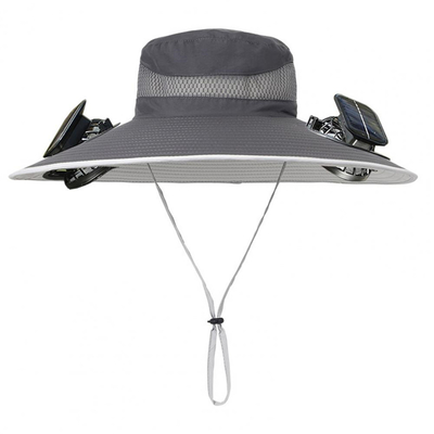 Chapeau de soleil à large bord extérieur avec ventilateur solaire, casquette personnalisée en gros, chapeau de pêche portable