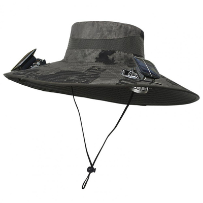 Chapeau de soleil à large bord extérieur avec ventilateur solaire, casquette personnalisée en gros, chapeau de pêche portable