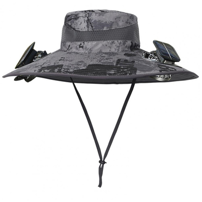Chapeau de soleil à large bord extérieur avec ventilateur solaire, casquette personnalisée en gros, chapeau de pêche portable
