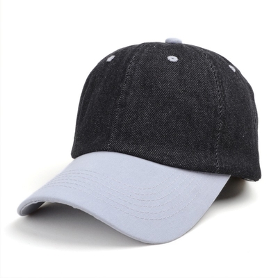 Casquette de baseball noire délavée pour homme, personnalisée avec logo, en coton délavé à l'acide, style vintage, réglable, en jean, pour le sport