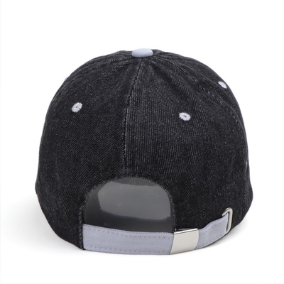 Casquette de baseball noire délavée pour homme, personnalisée avec logo, en coton délavé à l'acide, style vintage, réglable, en jean, pour le sport
