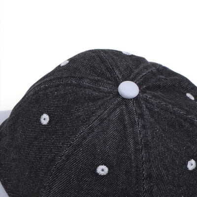 Casquette de baseball noire délavée pour homme, personnalisée avec logo, en coton délavé à l'acide, style vintage, réglable, en jean, pour le sport