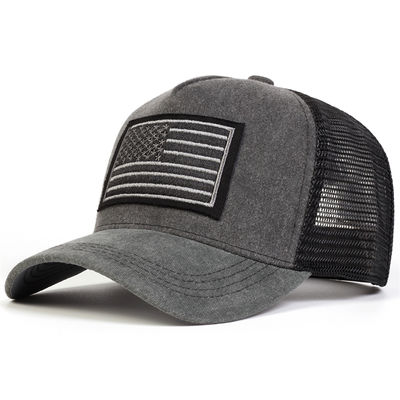 Unisexe Embroidery drapeau américain Net Baseball Net Caps Lavé Printemps et été Outdoor Casquettes réglables Casual Chapeau solaire