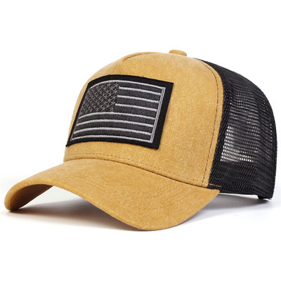 Unisexe Embroidery drapeau américain Net Baseball Net Caps Lavé Printemps et été Outdoor Casquettes réglables Casual Chapeau solaire