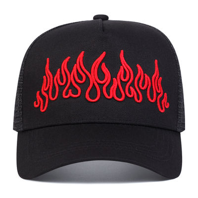 Chapeau de style Flame Street réglable en hip hop brodé en snapback courbe bord de camionnette en maille chapeau de sport